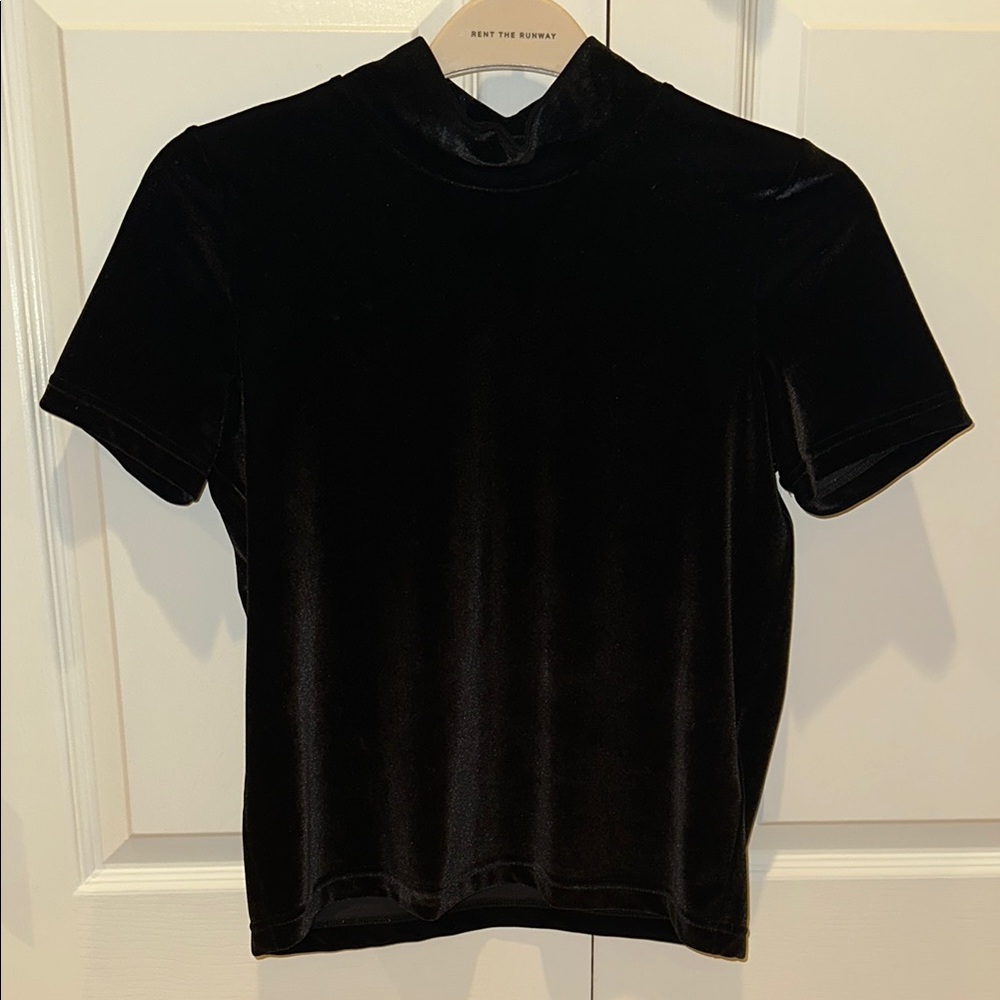 Madewell Black Velvet Short Sleeve Top